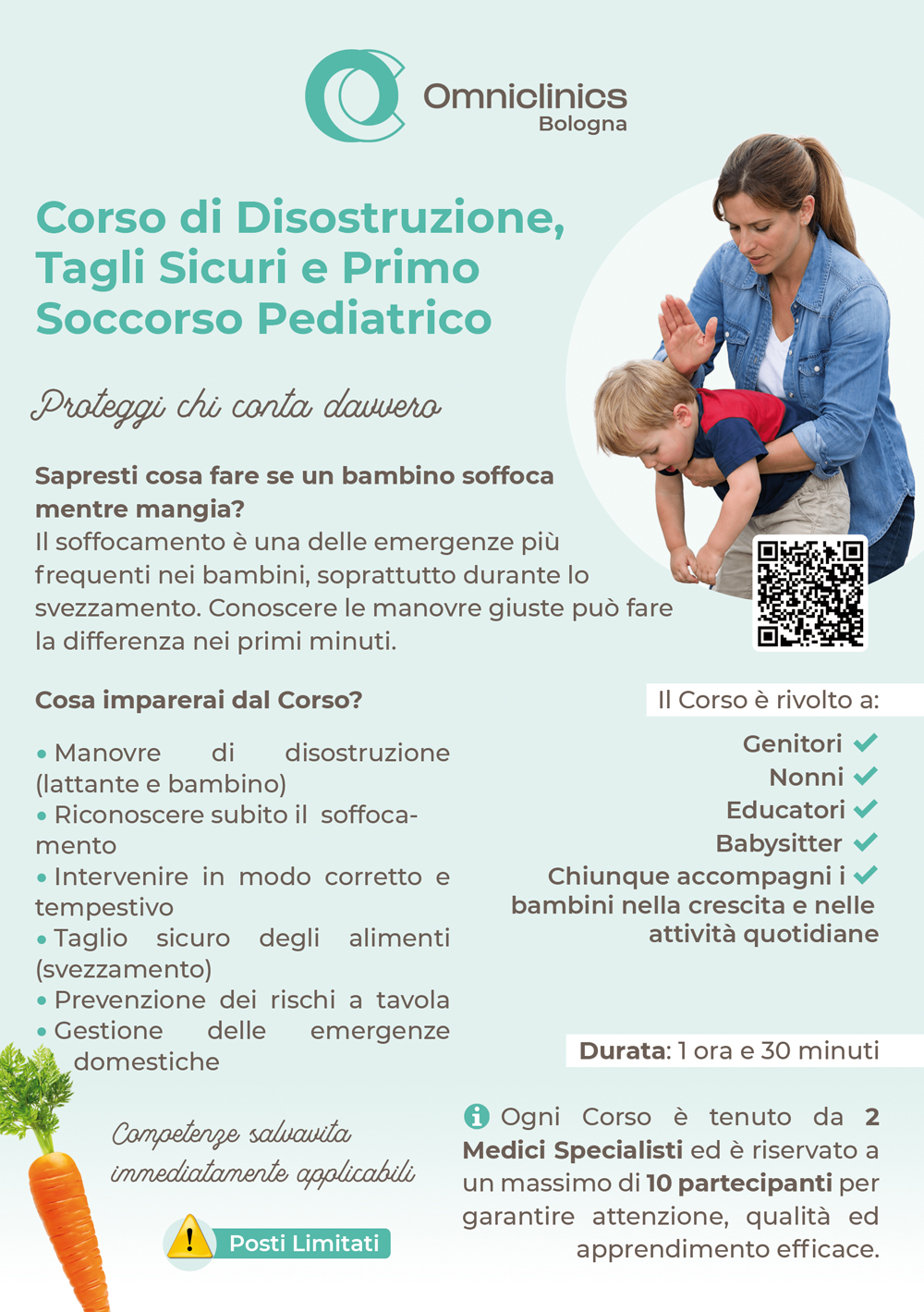 Corso di Disostruzione, Tagli Sicuri e Primo Soccorso Pediatrico (PBLS) a Bologna con Omniclinics