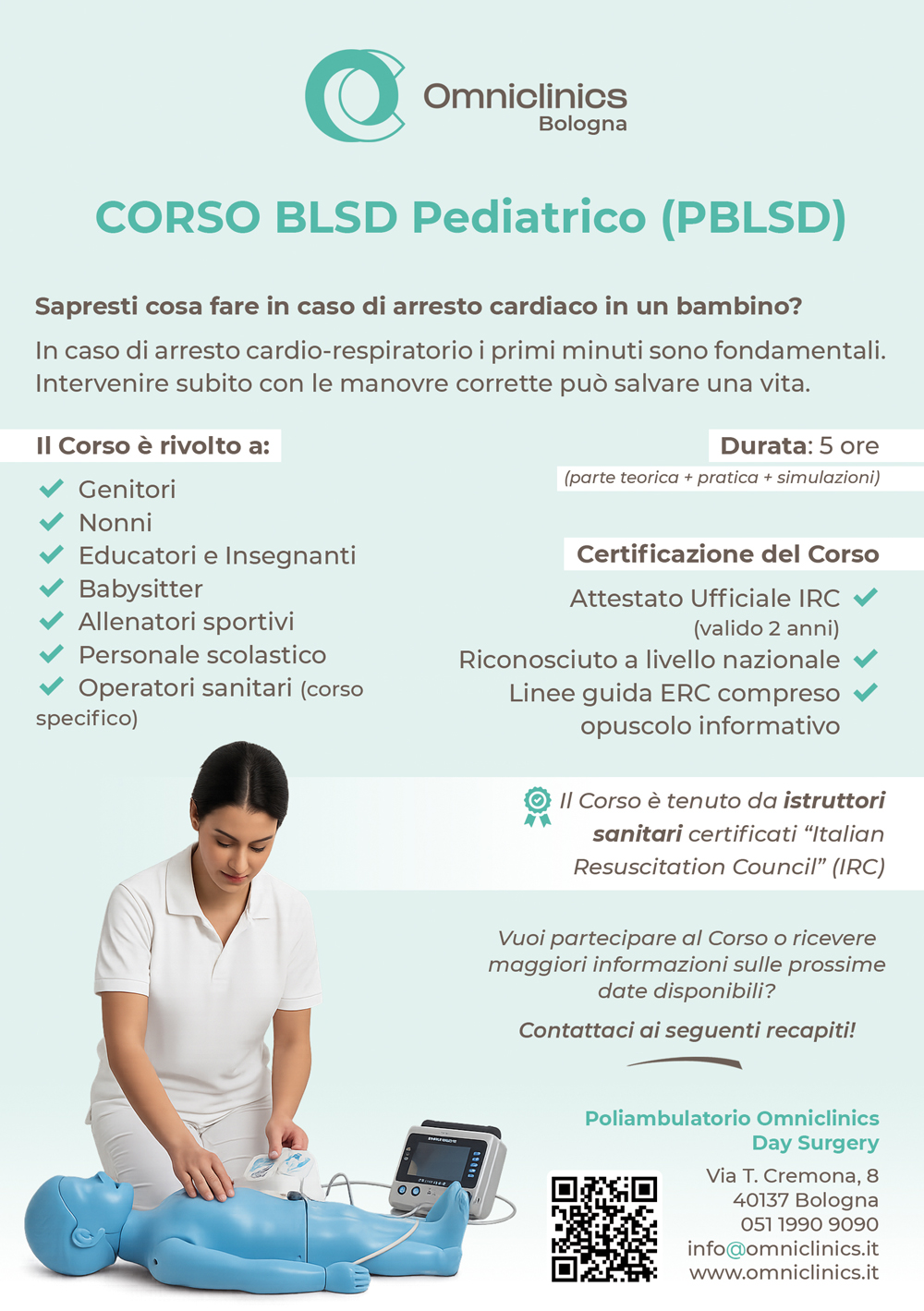 Corso BLSD Pediatrico (PBLSD) a Bologna con Omniclinics