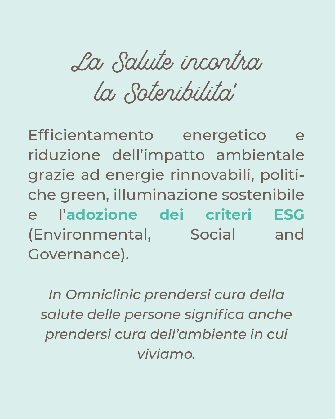 Adozione dei criteri ESG in Omniclinics